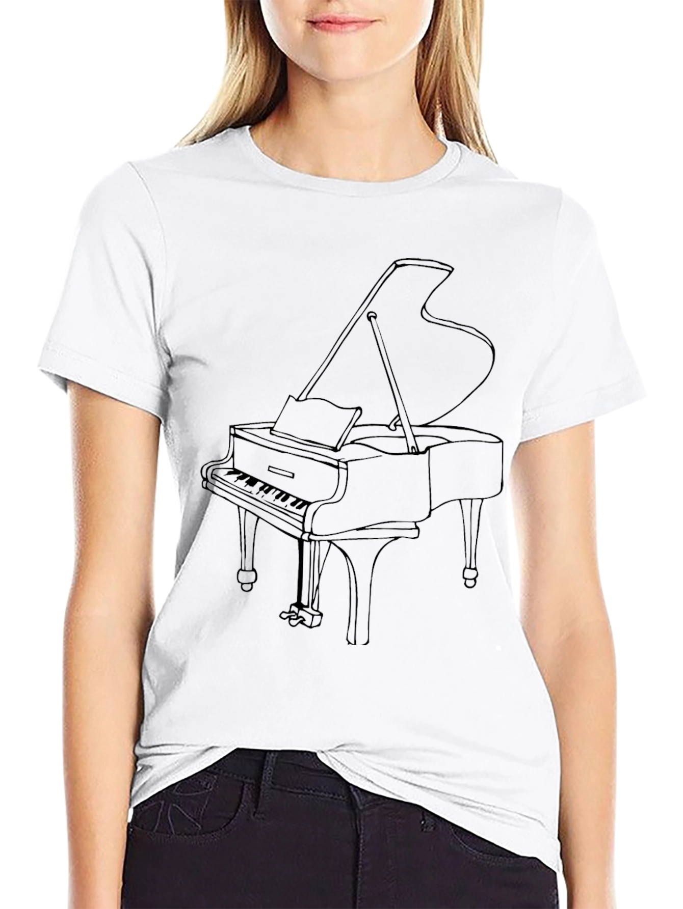Black Piano T-Shirt - Black Graphic Tee view 9