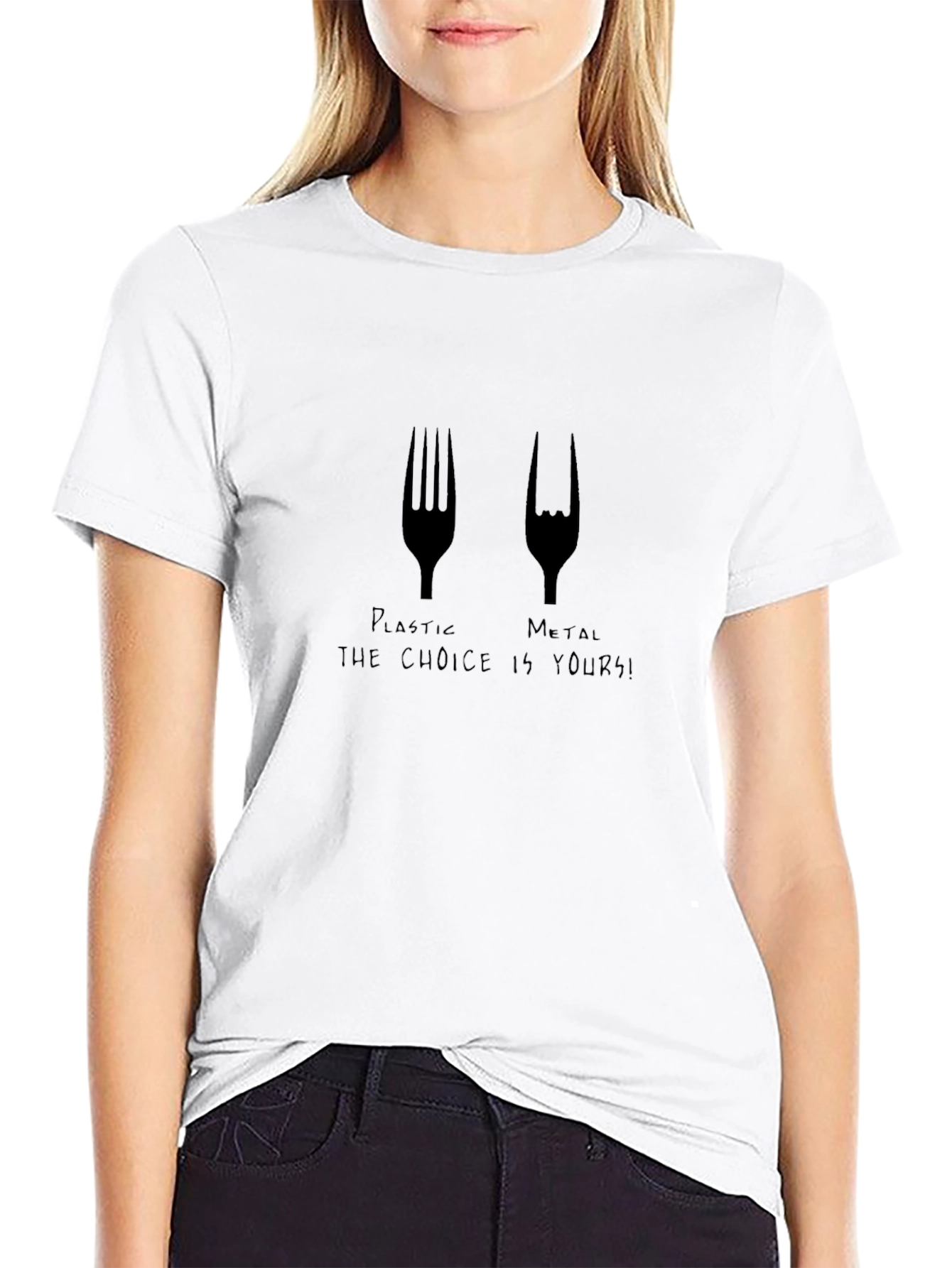 Black Plastic Metal Fork T-Shirt - The Choice Is Yours! view 9
