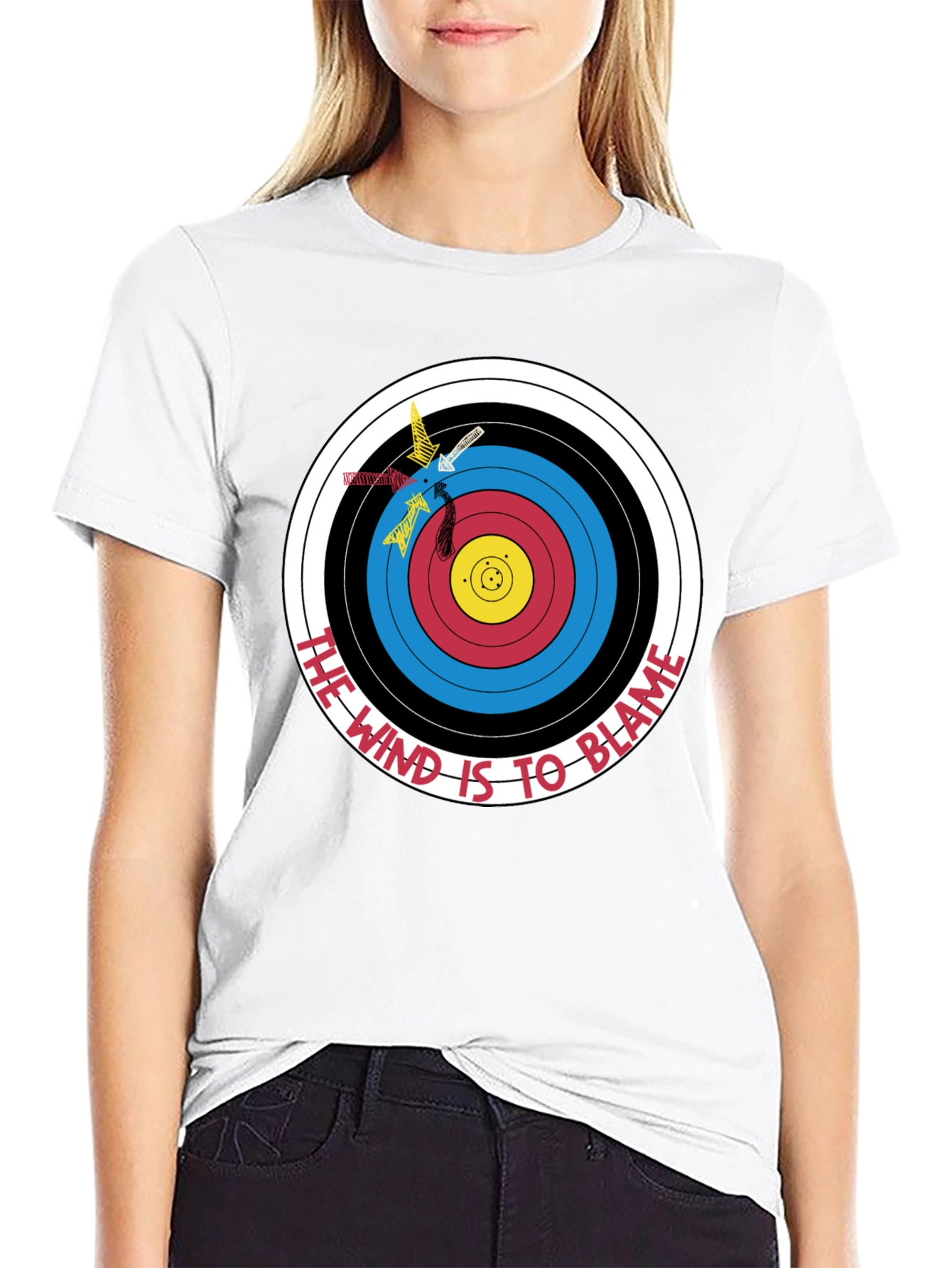 Black Archery Target Graphic T-Shirt - Funny Blame the Wind Tee view 9
