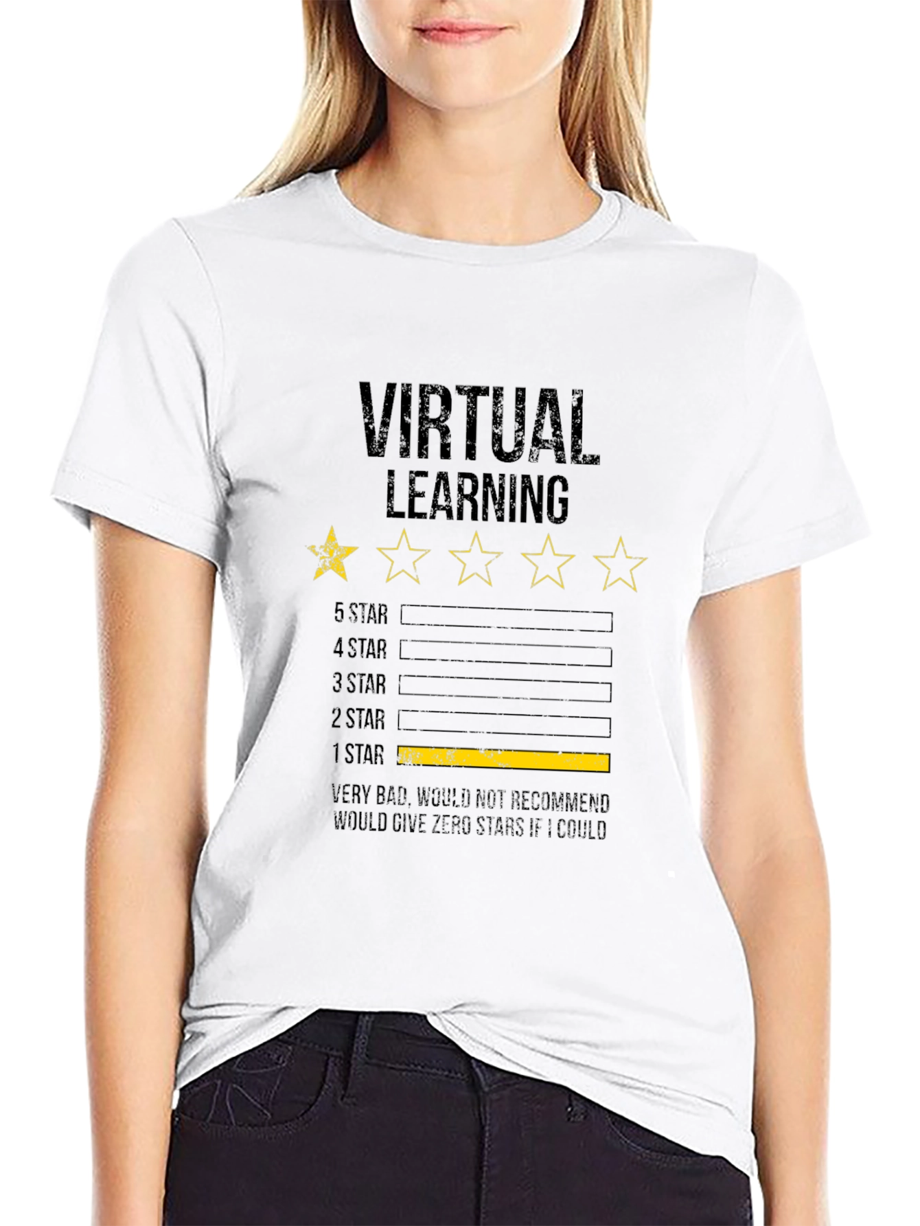 Black Virtual Learning 1-Star Review Graphic T-Shirt view 9
