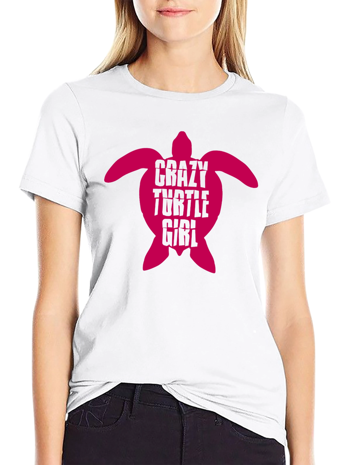 Black Crazy Turtle Girl Graphic Tee view 9