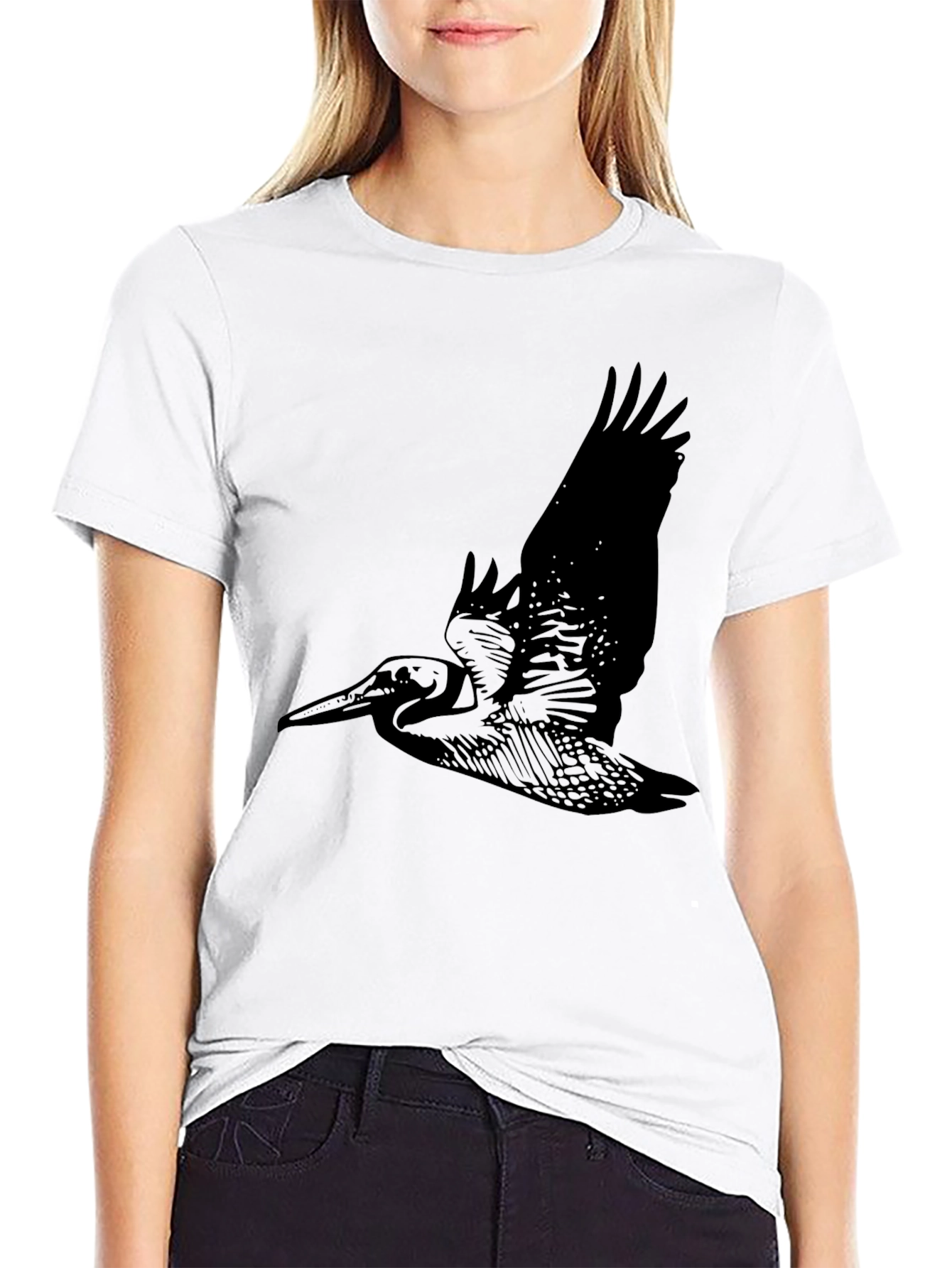 Black Pelican Graphic Tee - Black Cotton Bird Shirt view 9