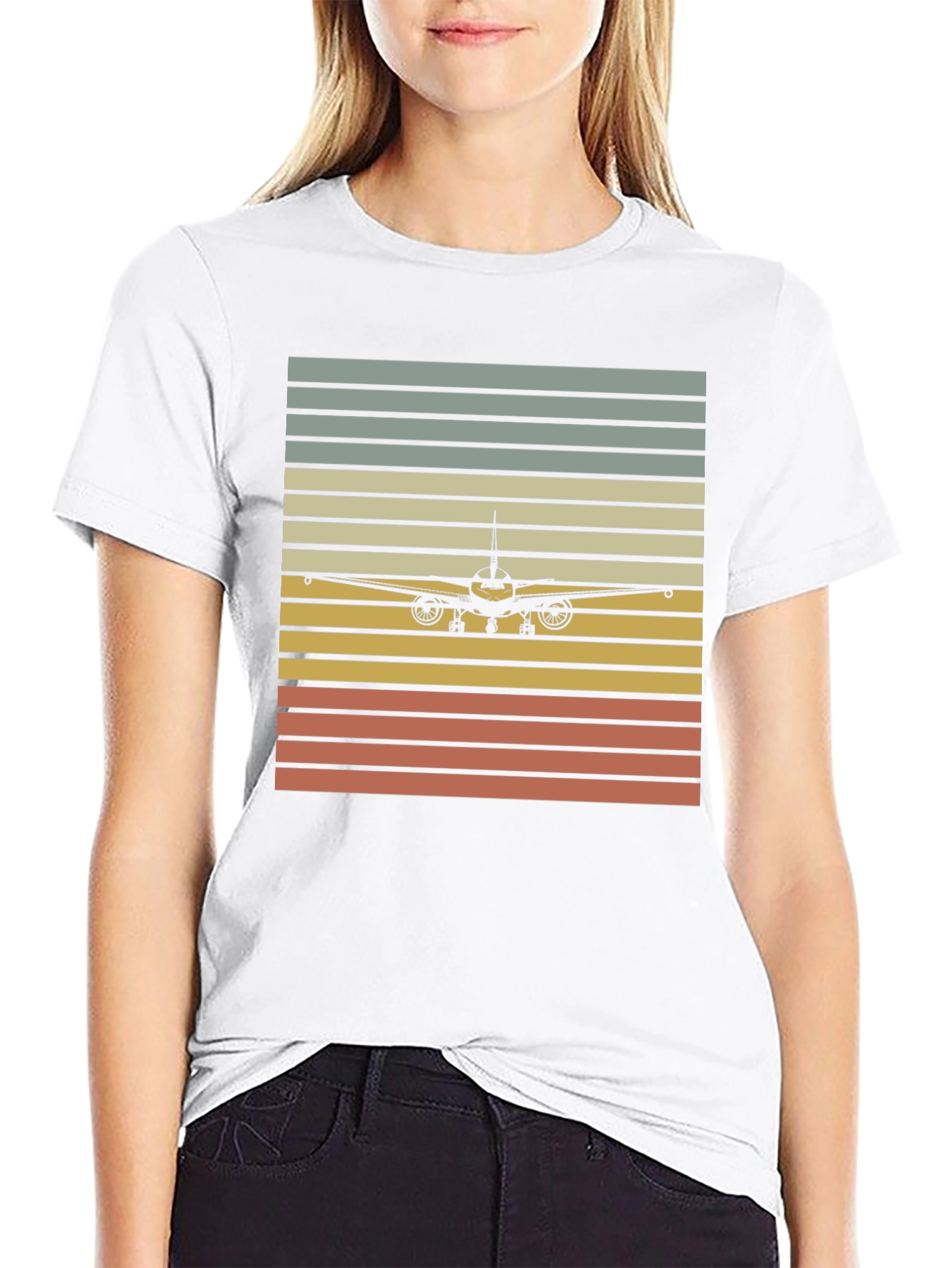 Black Vintage Airplane Sunset T-Shirt - Pilot Gift view 9