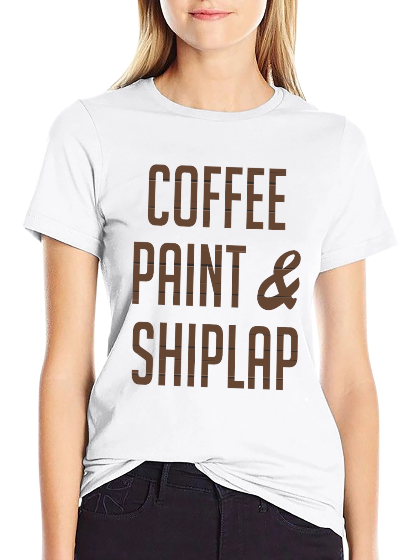 Black Coffee, Paint & Shiplap Graphic Tee view 9