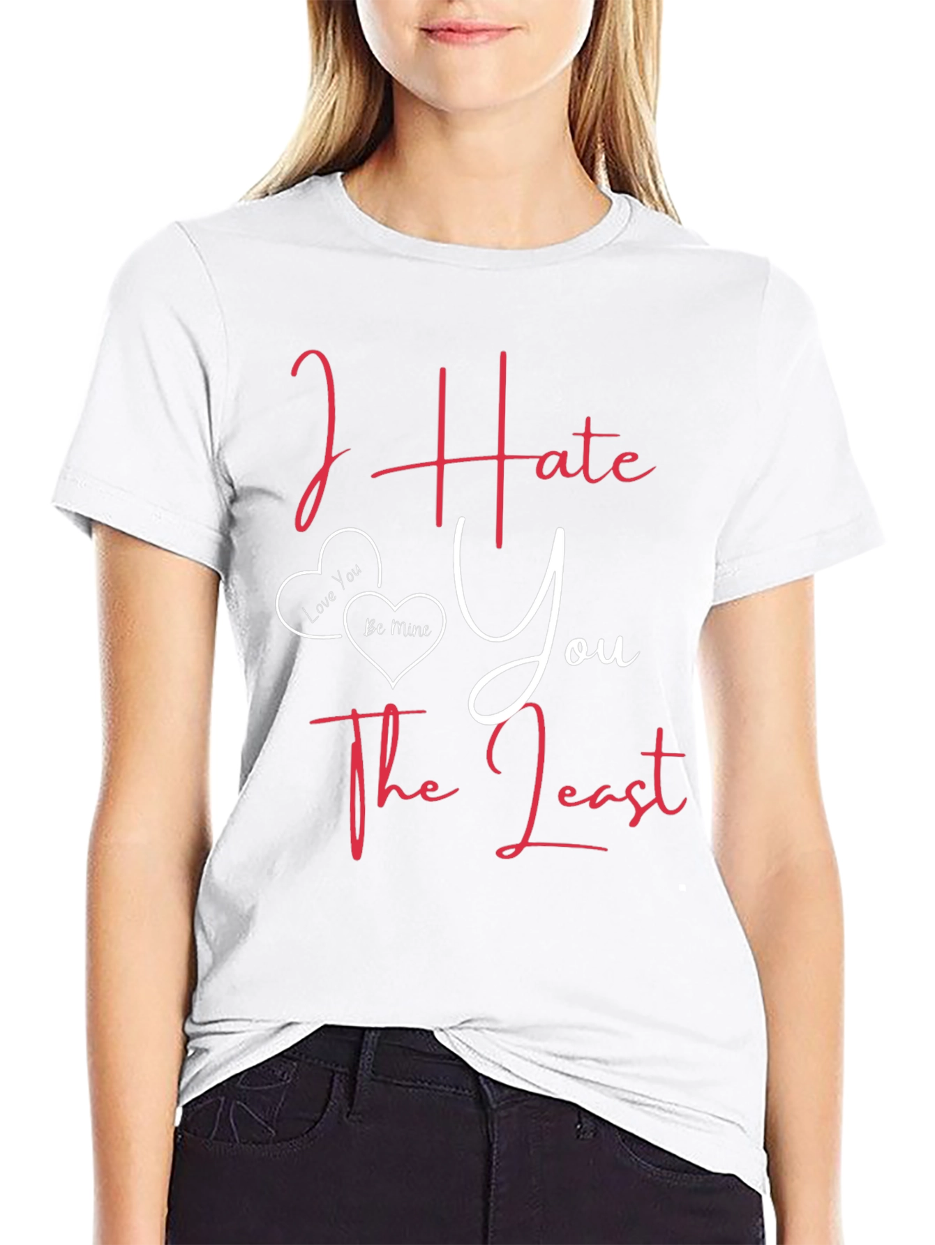 Black I Hate You The Least Valentine's Graphic Tee view 9