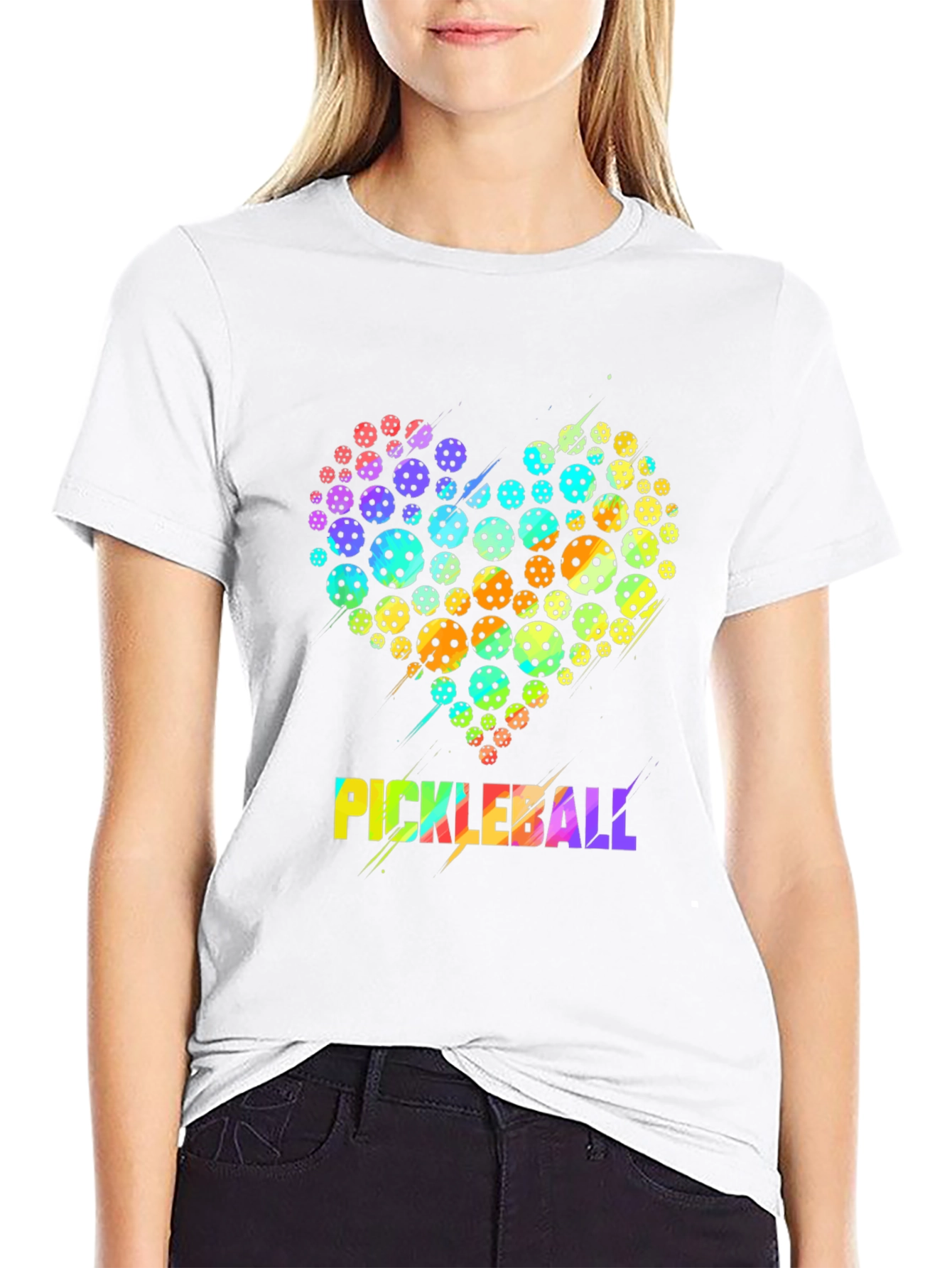 Black Pickleball Heart Graphic T-Shirt view 9
