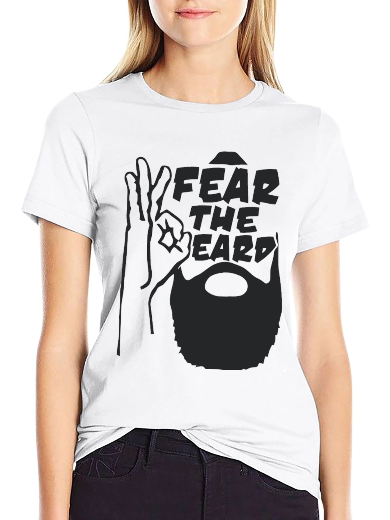 Black Fear The Beard Graphic T-Shirt - Men's Crew Neck Tee view 9