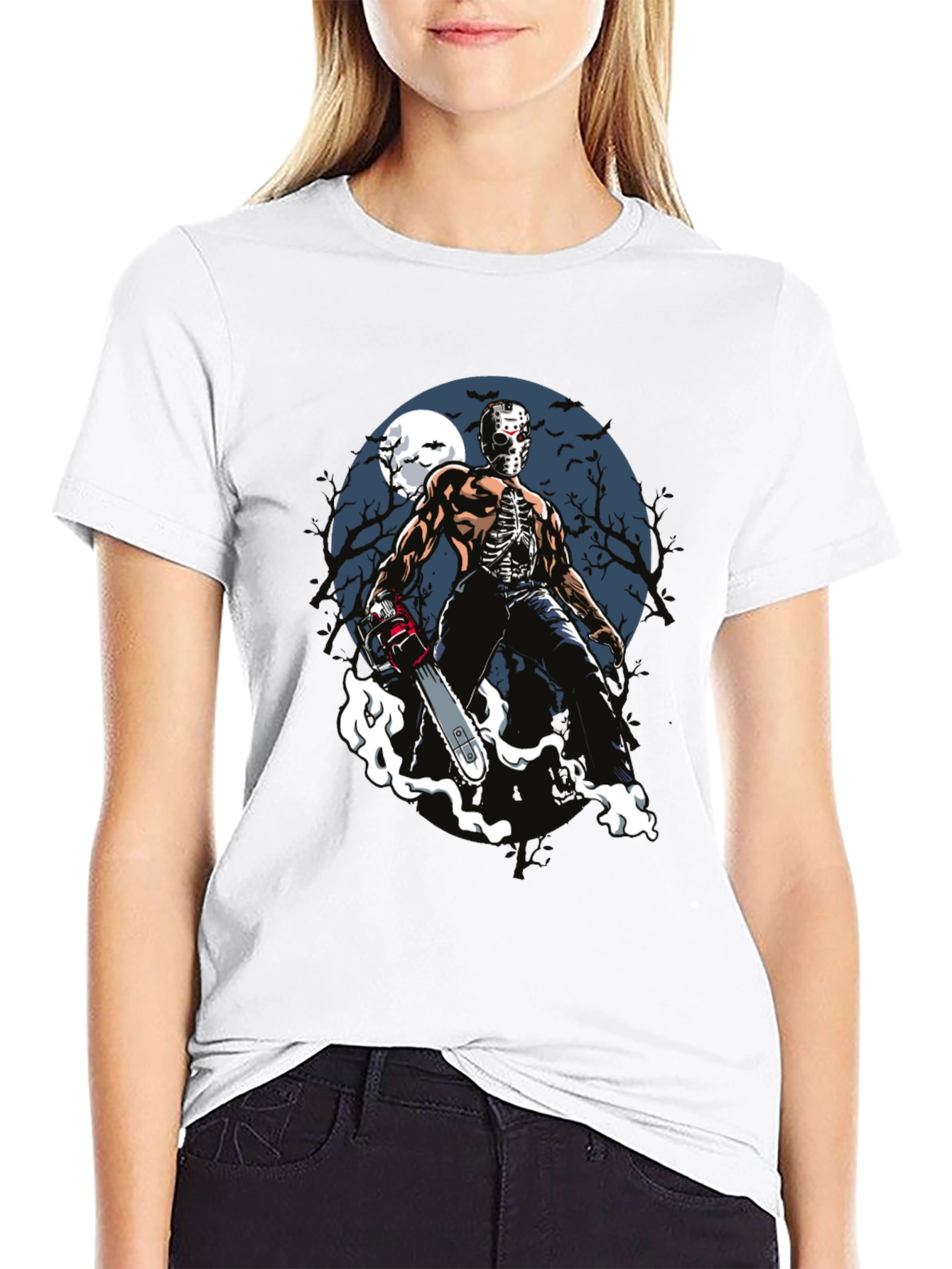 Black Horror Chainsaw Graphic Tee view 9