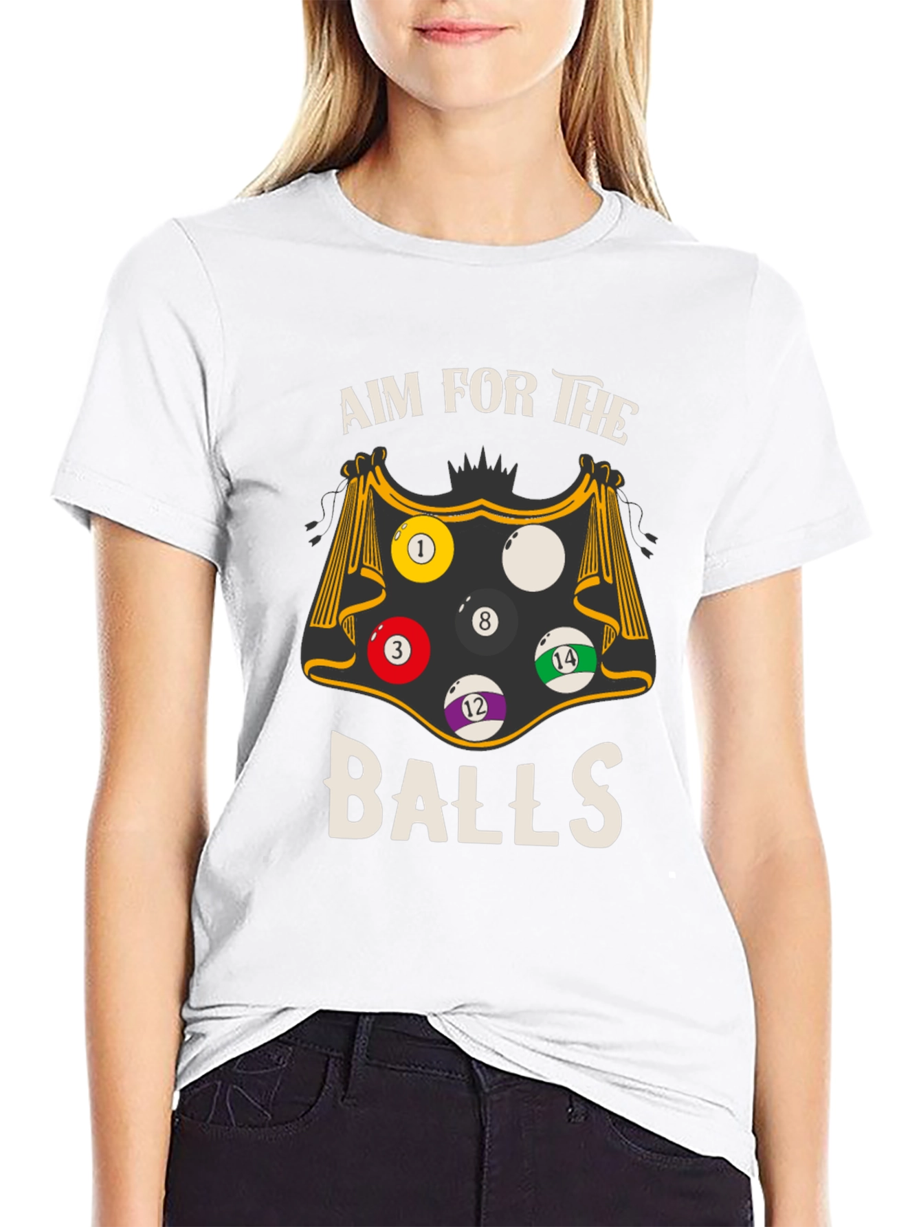 Black Aim For The Balls Graphic Tee - Billiards T-Shirt view 9