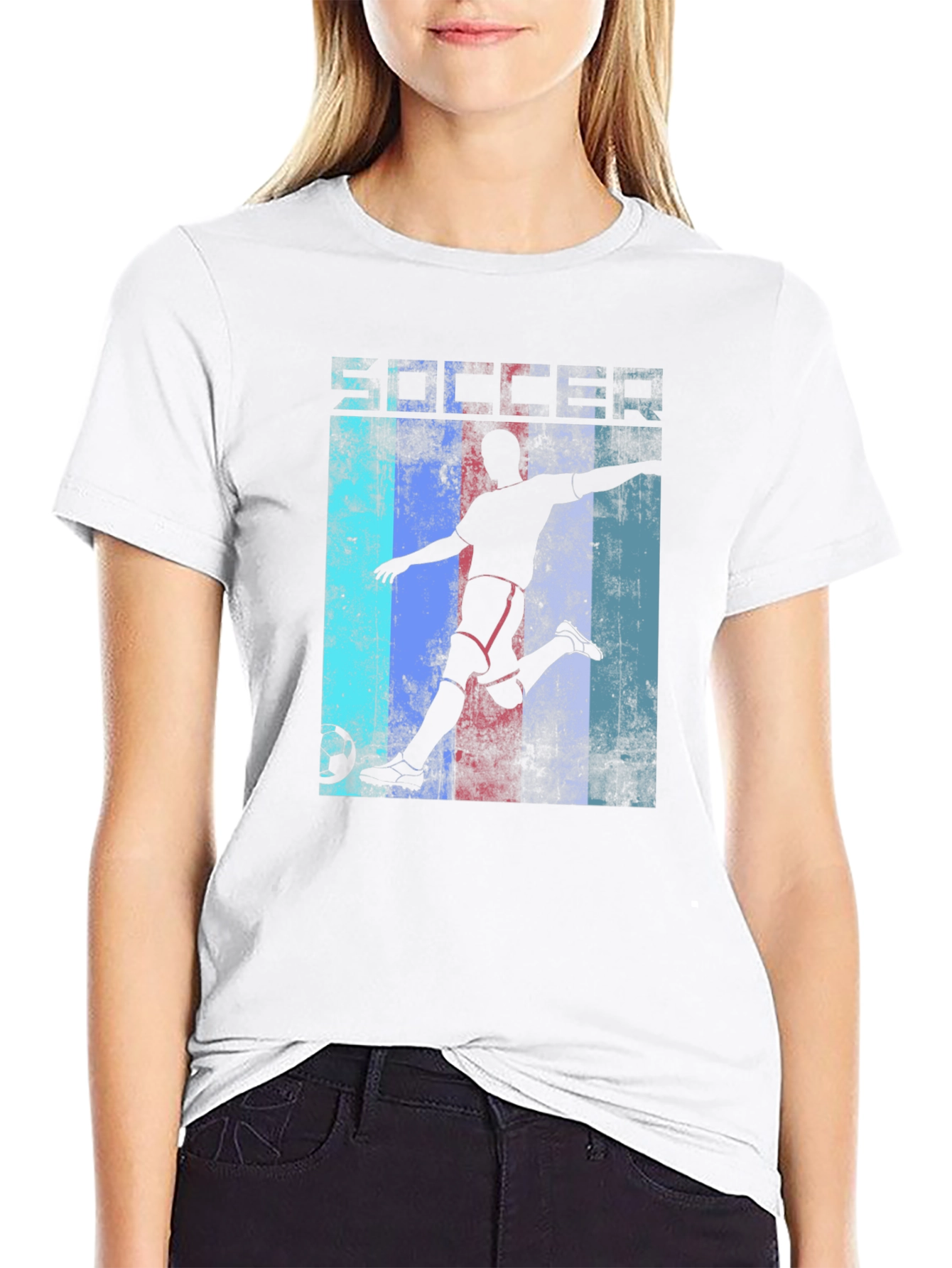 Black Soccer Silhouette Graphic T-Shirt view 9