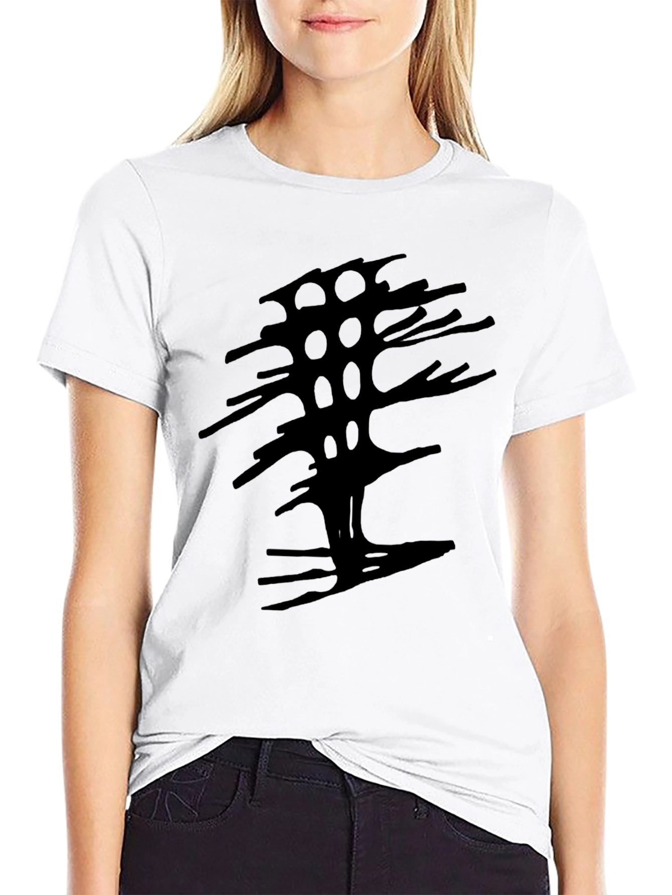 Black Abstract Tree Graphic Black Tee view 9