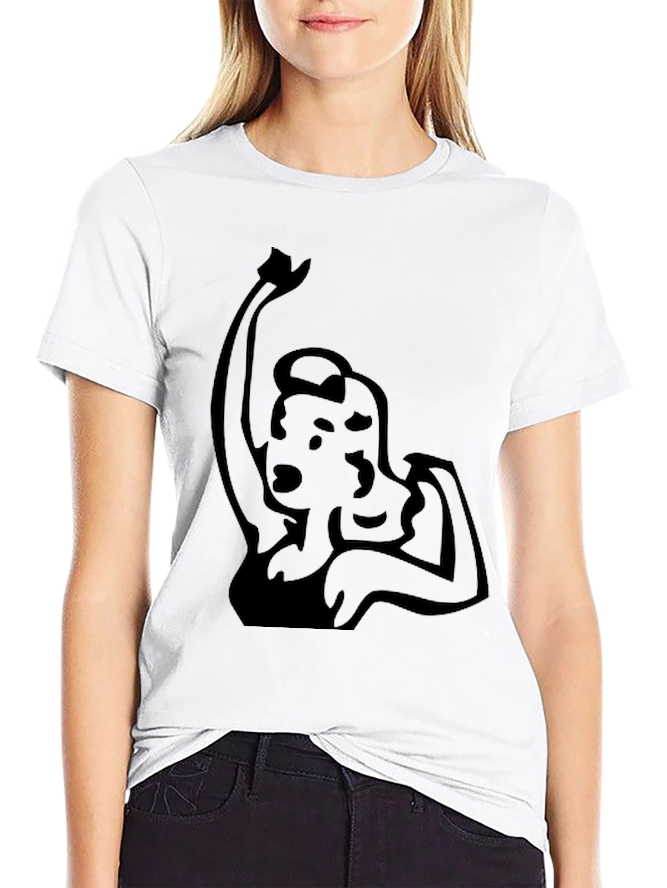Black Retro Woman Graphic Black Tee view 9