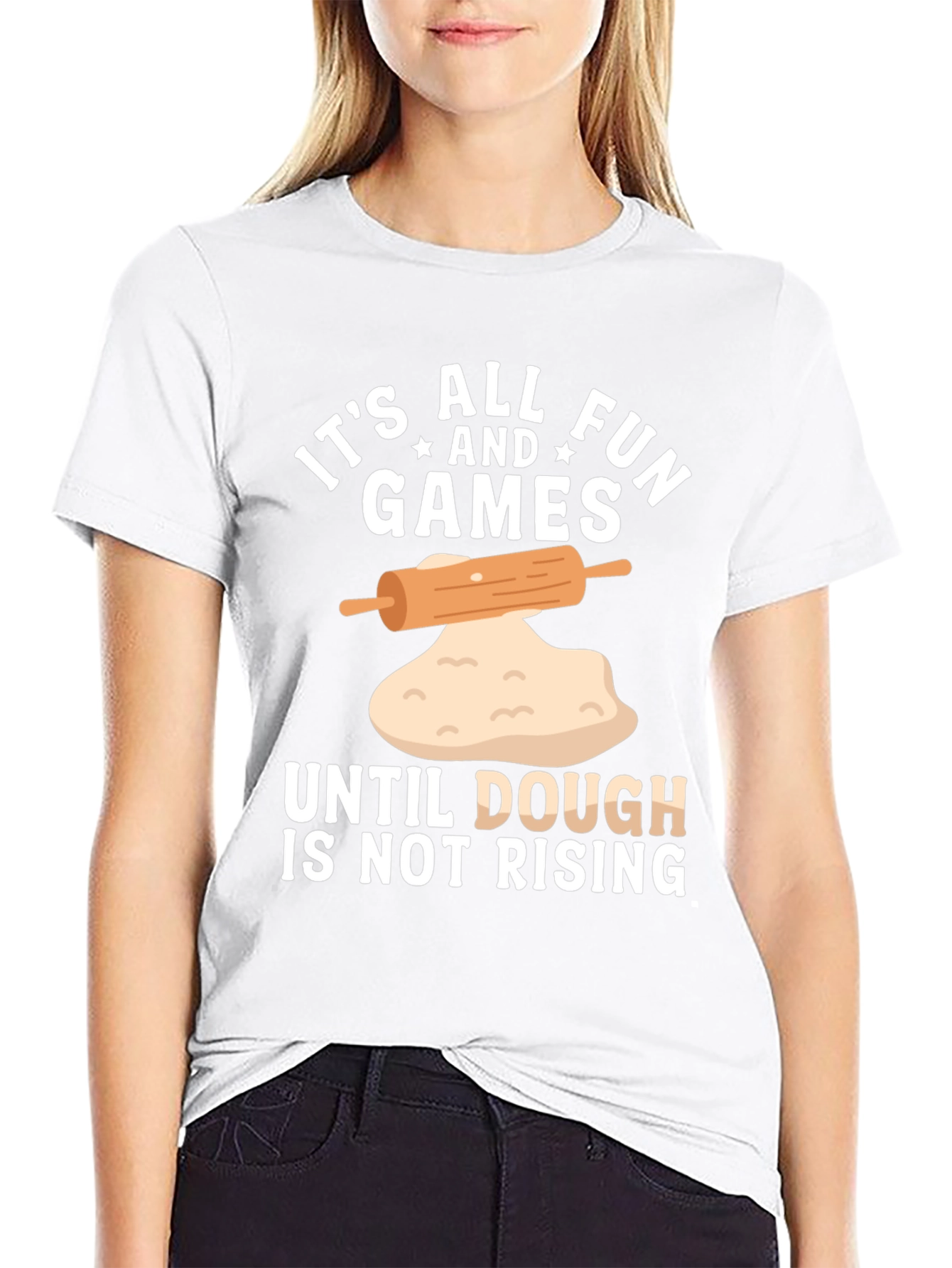 Black Funny Baking T-Shirt - Dough is Not Rising view 9