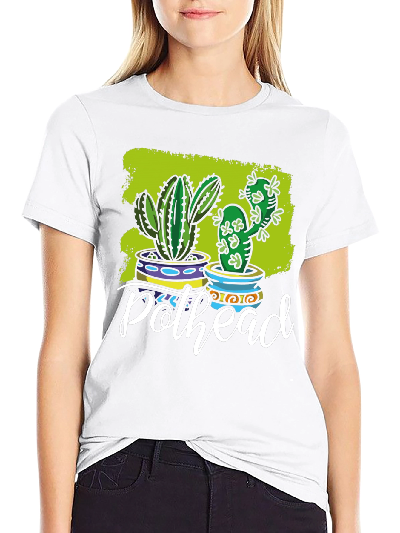 Black Pothead Cactus Graphic T-Shirt view 9