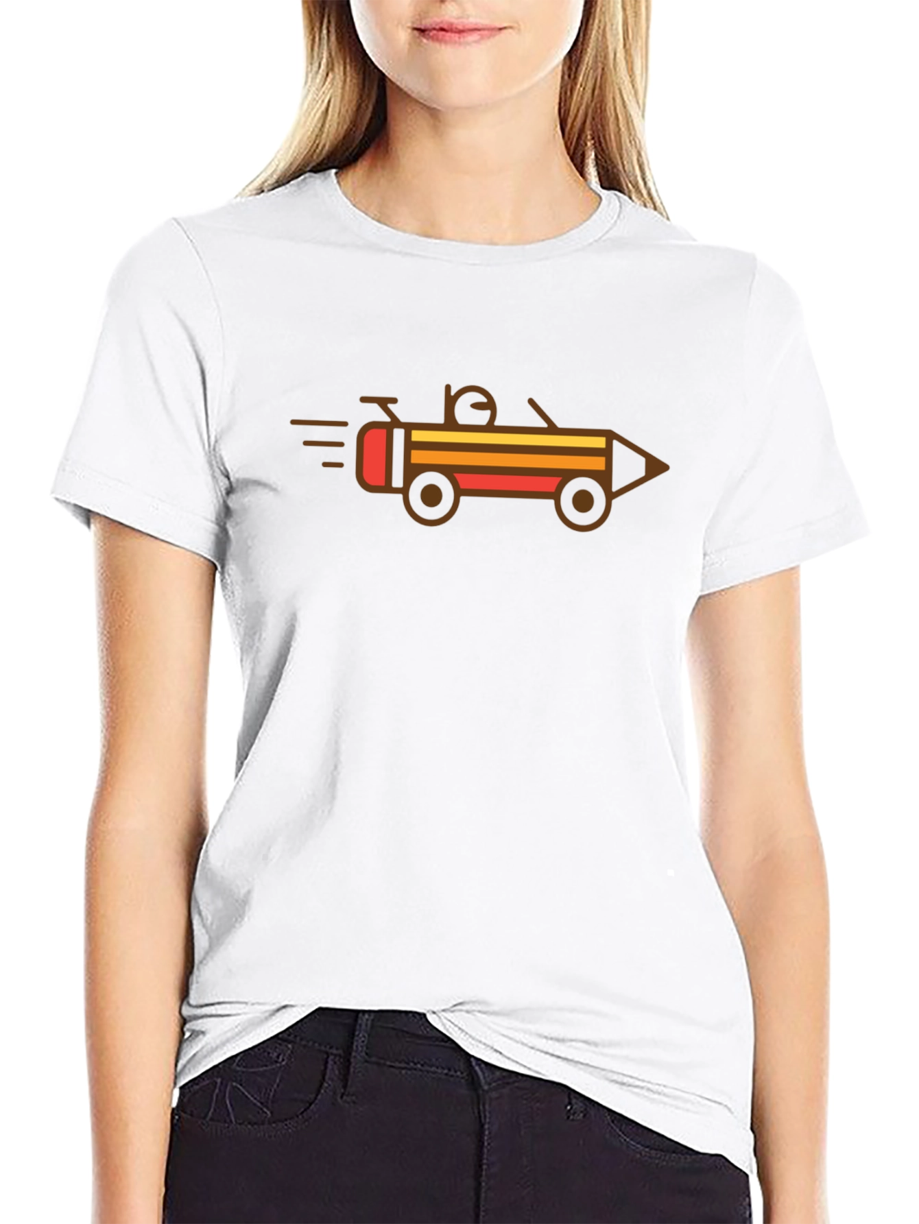 Black Pencil Car Graphic T-Shirt - Creative Design Tee view 9