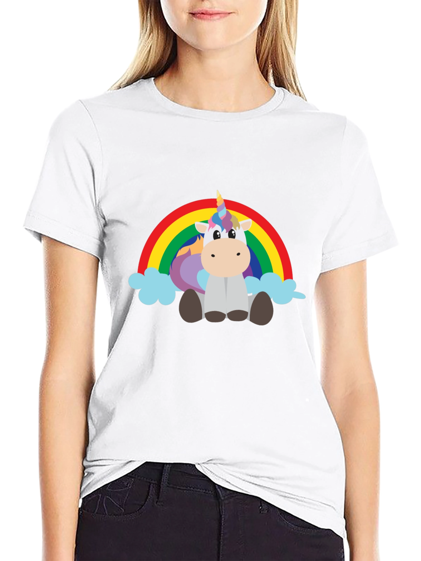 Black Unicorn Rainbow Graphic Tee view 9