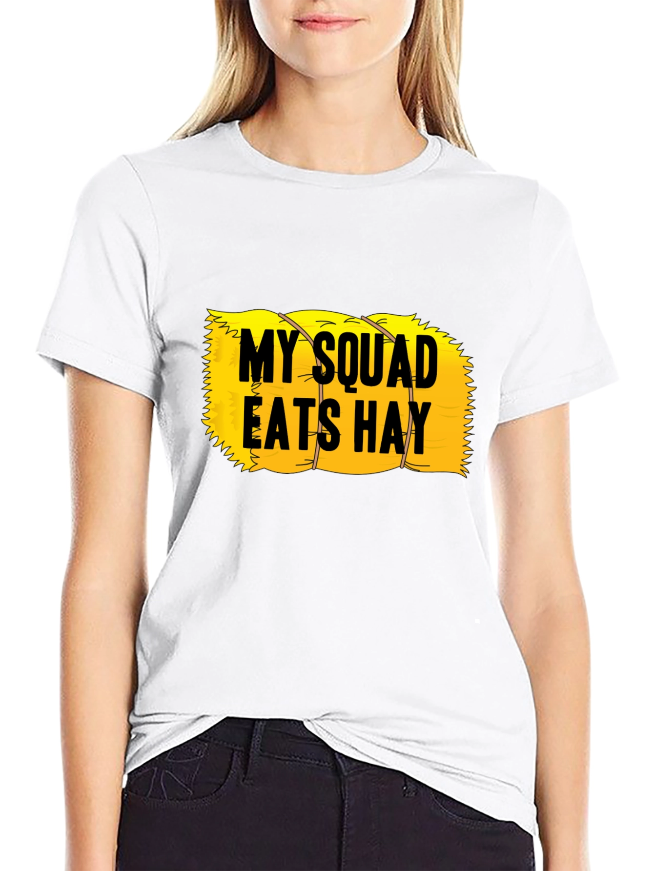 Black My Squad Eats Hay T-Shirt - Novelty Humor Tee view 9