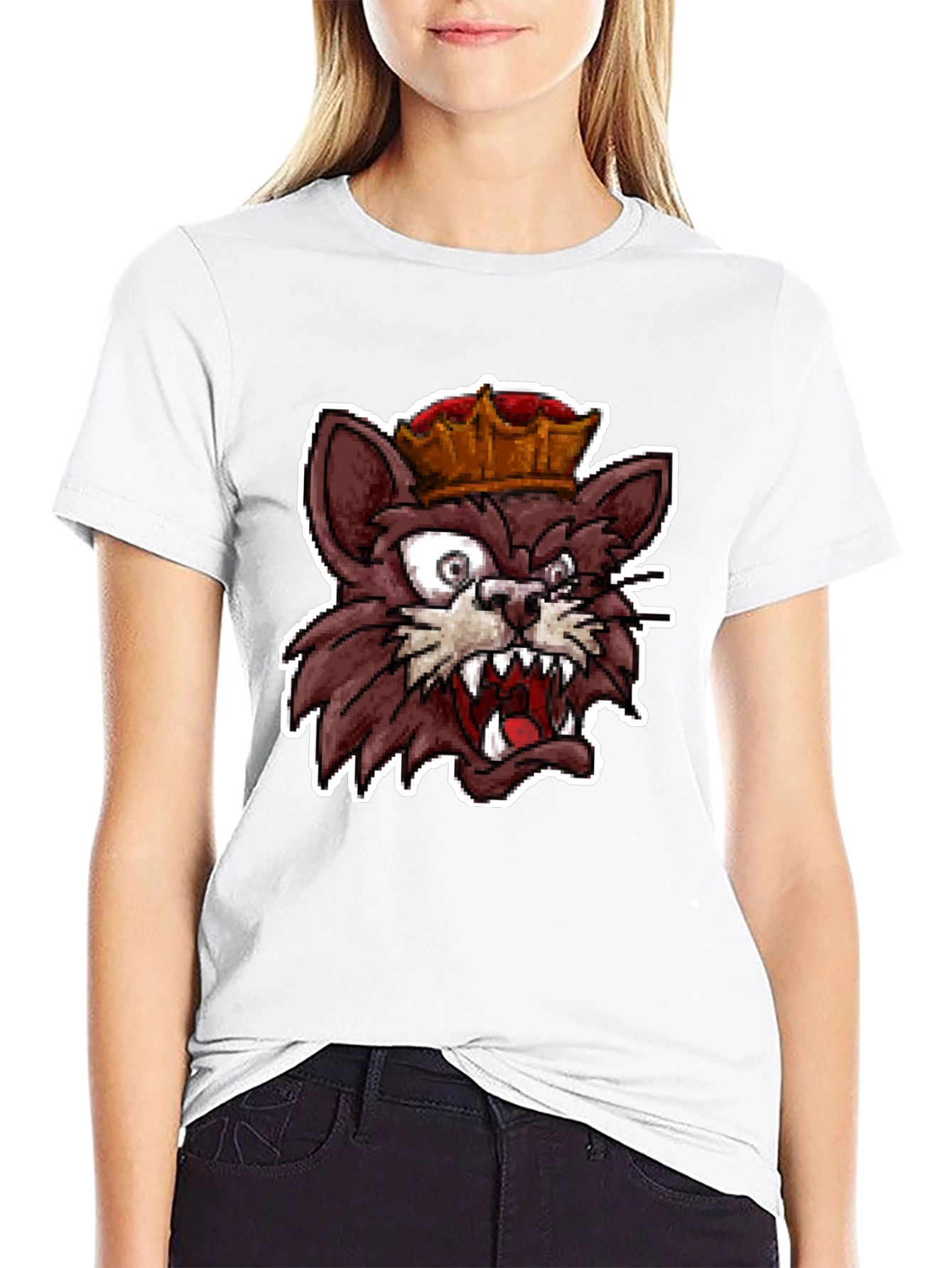 Black King Cat Graphic T-Shirt - Black view 9