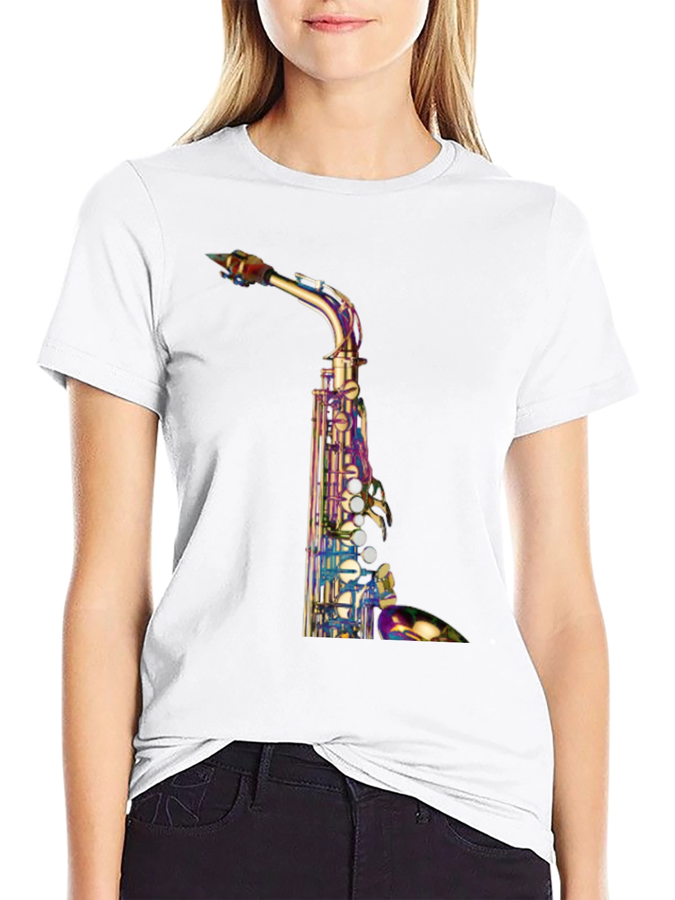 Black Saxophone Graphic T-Shirt - Unique Music Lover Tee view 9
