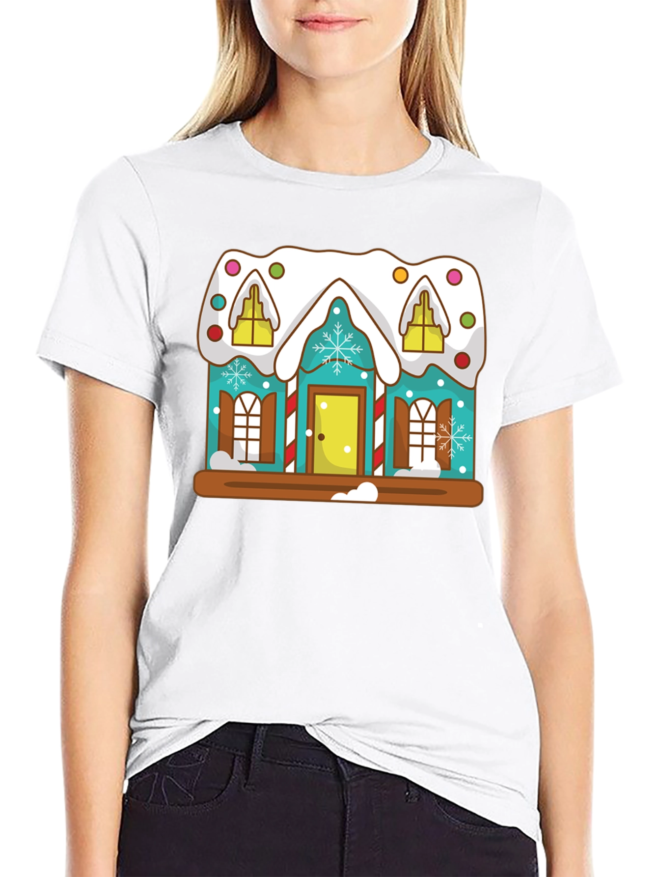 Black Gingerbread House Graphic Tee view 9