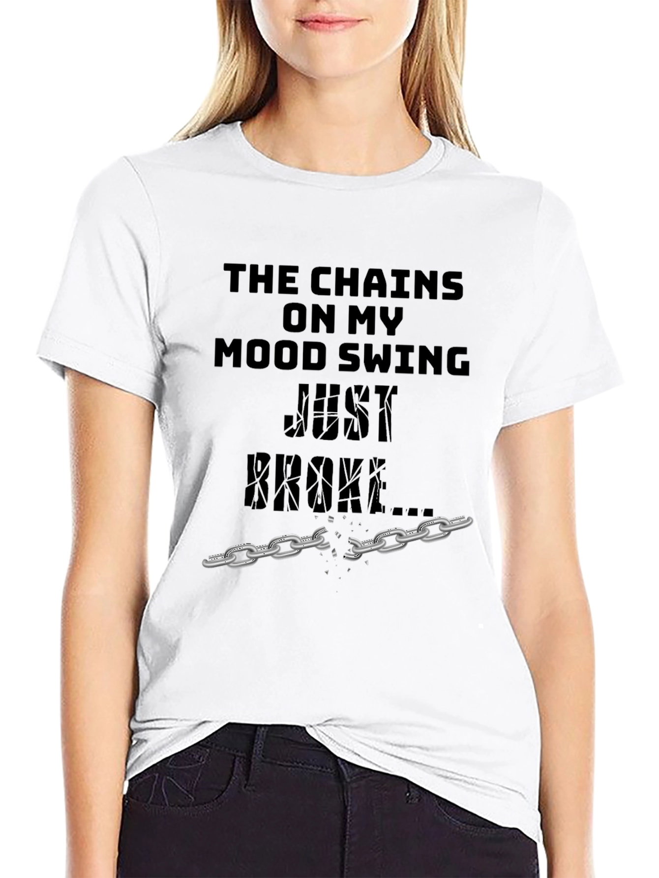 Black Mood Swing Chains Broken Graphic T-Shirt view 9