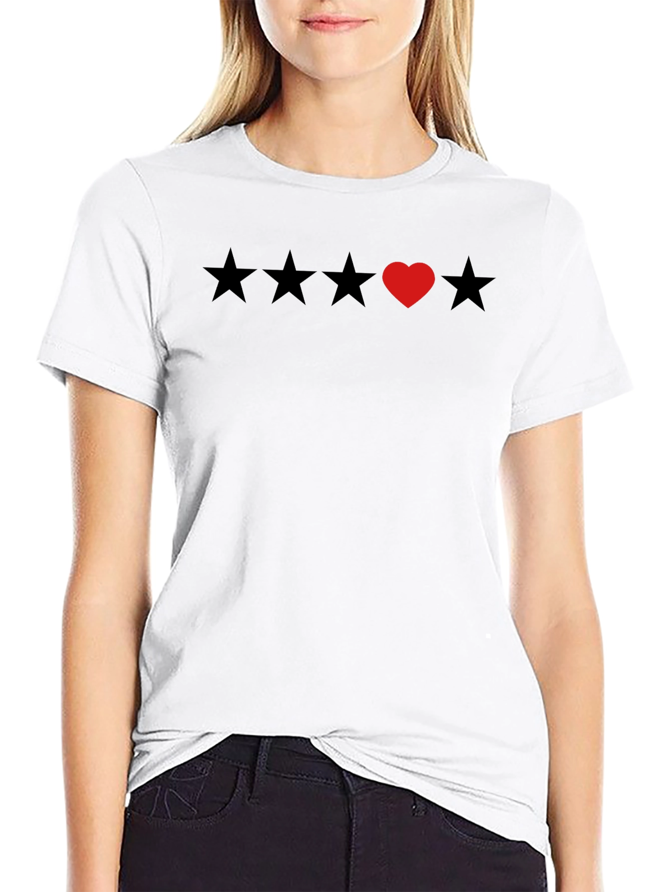 Black Heart Star Rating T-Shirt - Soft Cotton Tee view 9