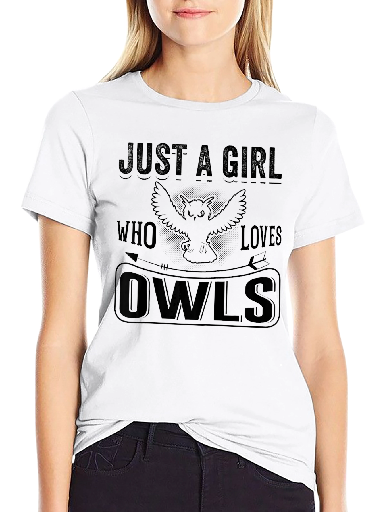 Black Just A Girl Who Loves Owls T-Shirt view 9