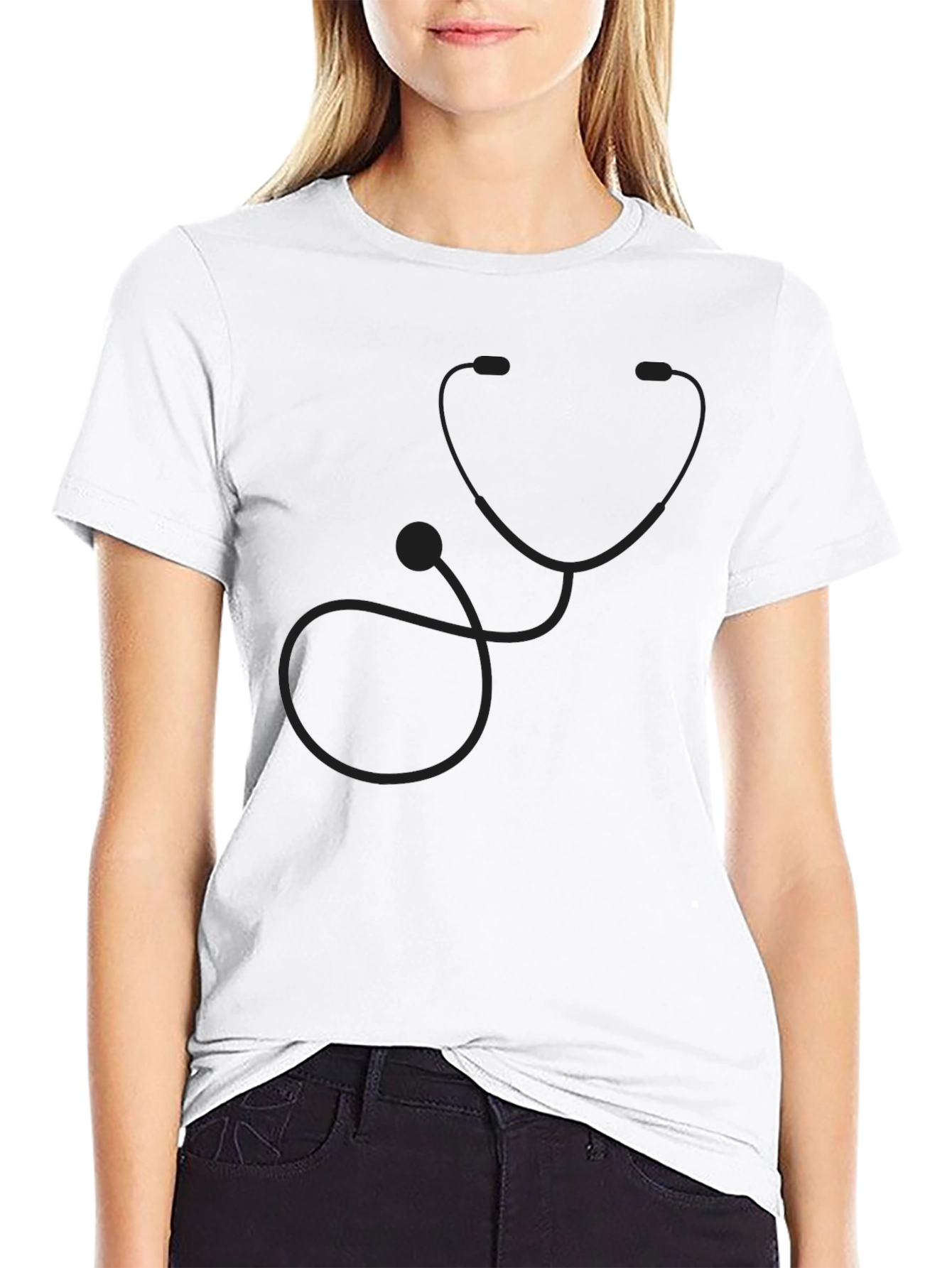 Black Black Stethoscope T-Shirt - Medical Professional Apparel view 9