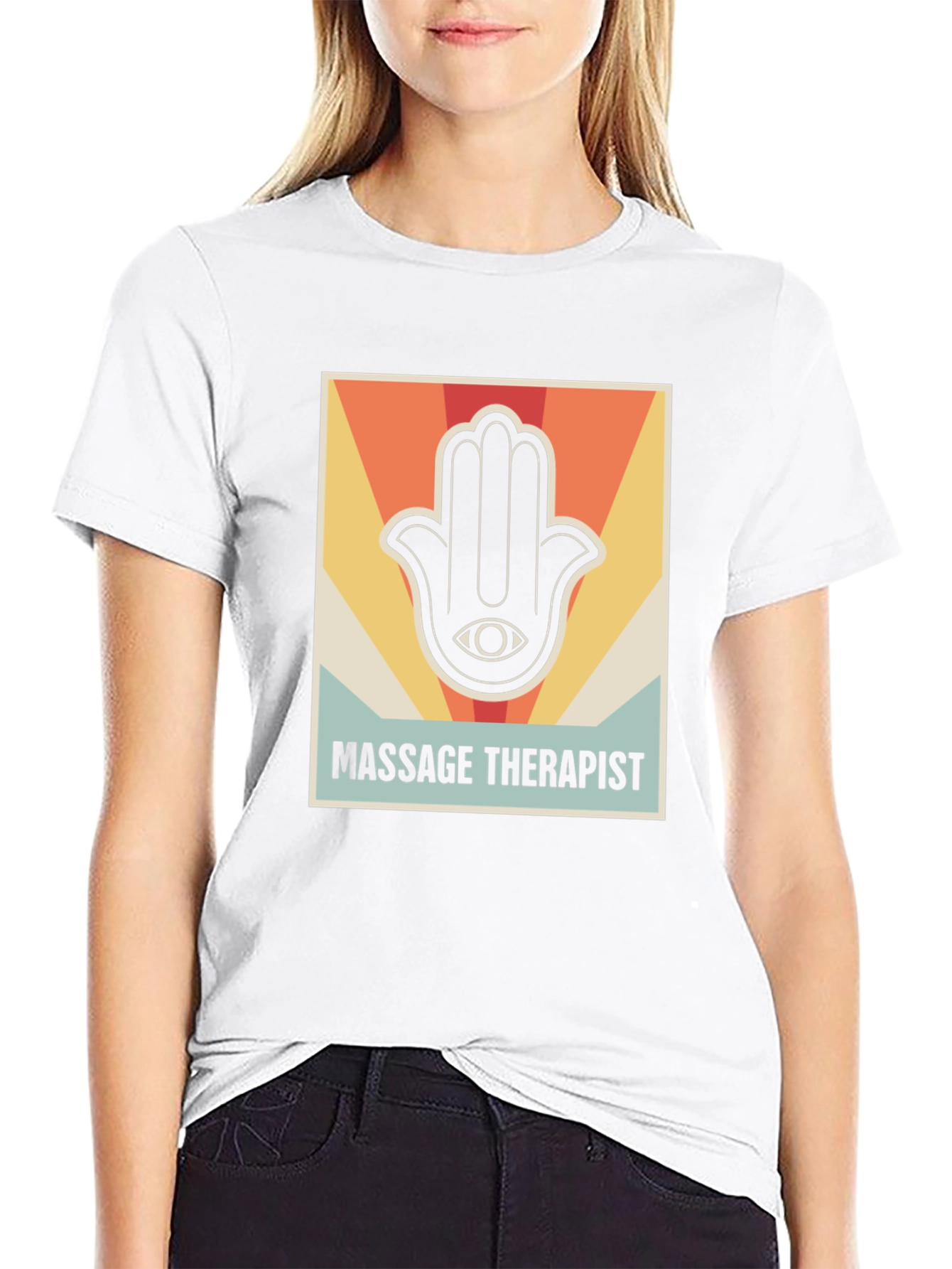 Black Massage Therapist Retro Graphic T-Shirt view 9
