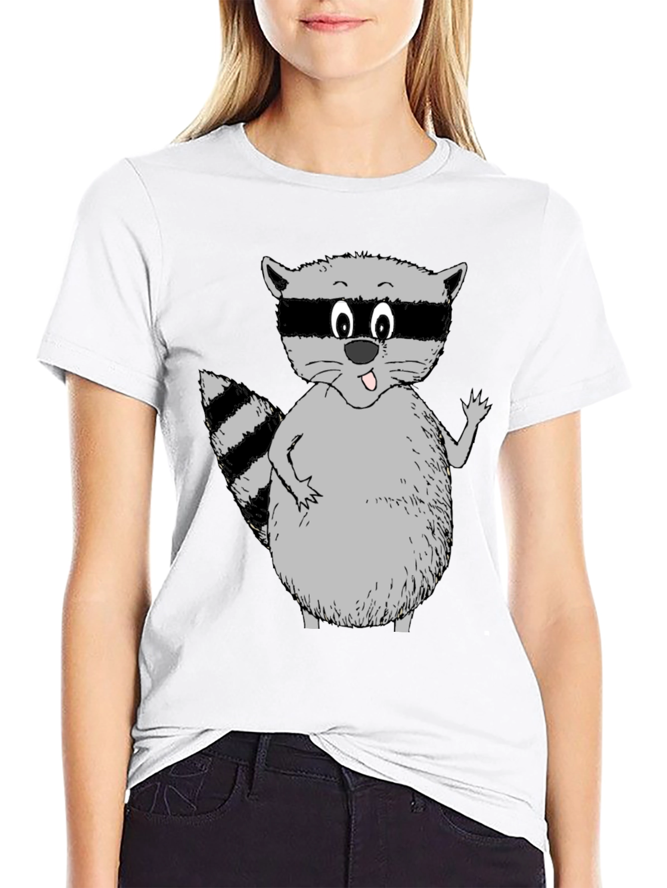 Black Funny Raccoon Graphic Tee - Black T-Shirt view 9