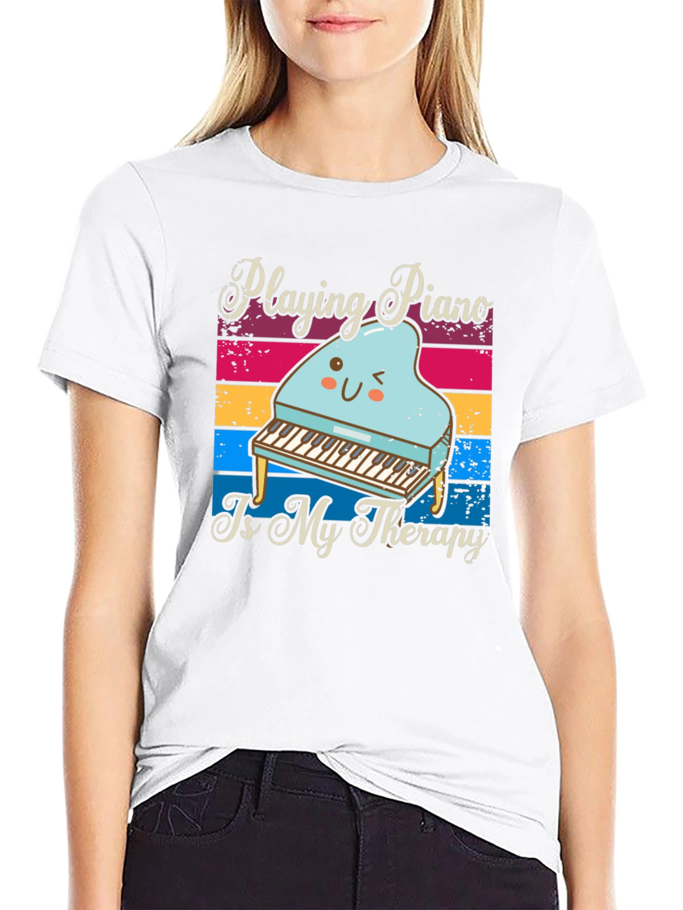 Black Piano Therapy T-Shirt - Music Lover Tee view 9