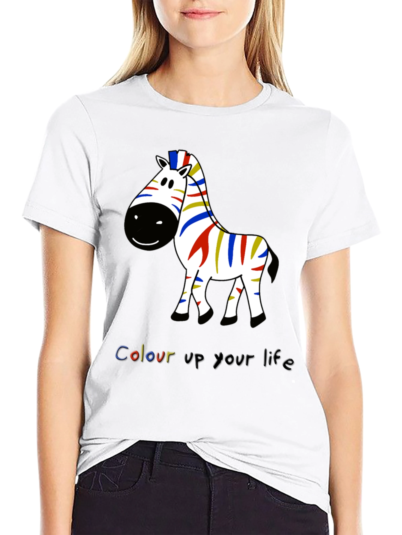 Black Colorful Zebra Graphic Tee - Men's Black T-Shirt view 9