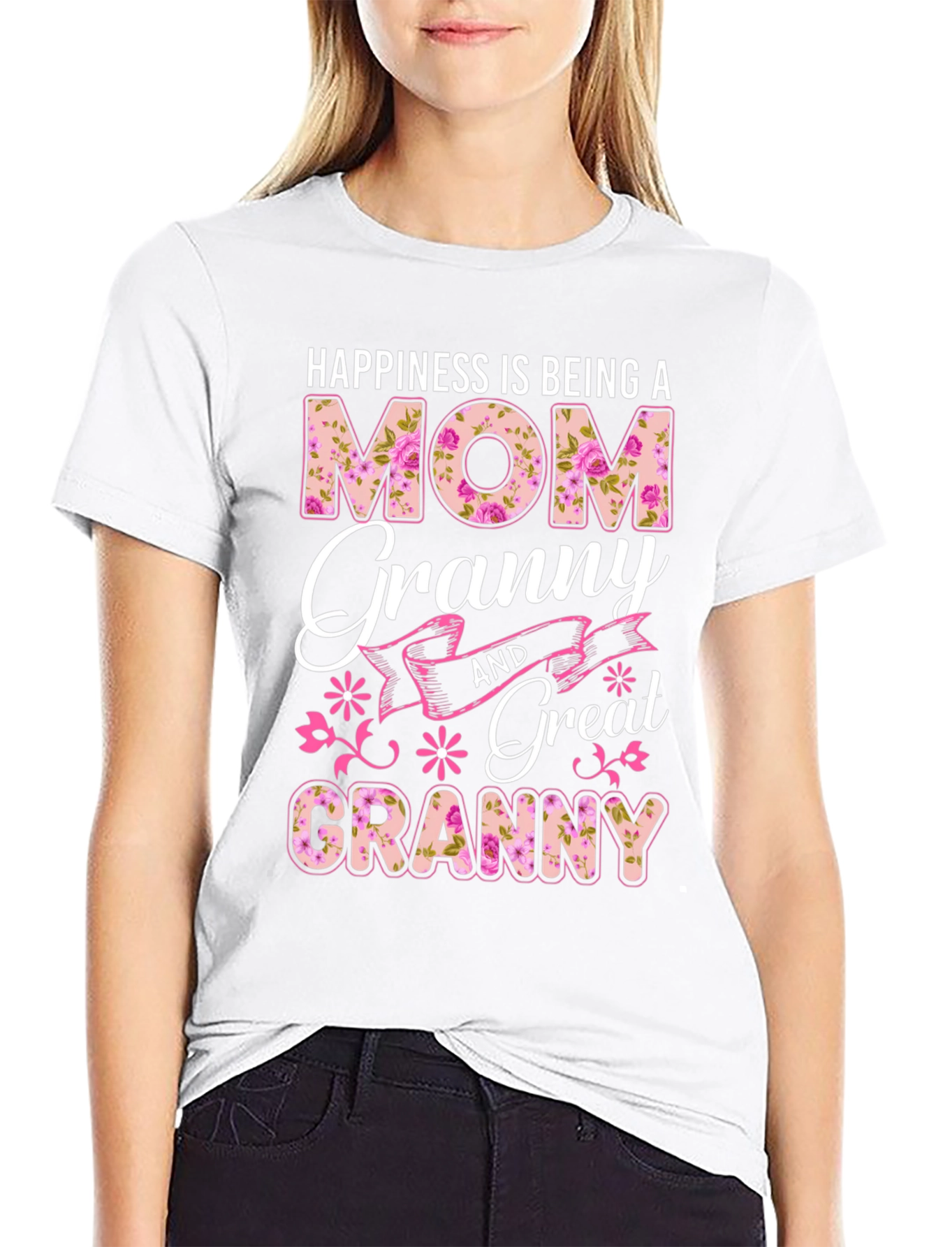 Black Happiness is Being a Mom Granny Great Granny T-Shirt view 9