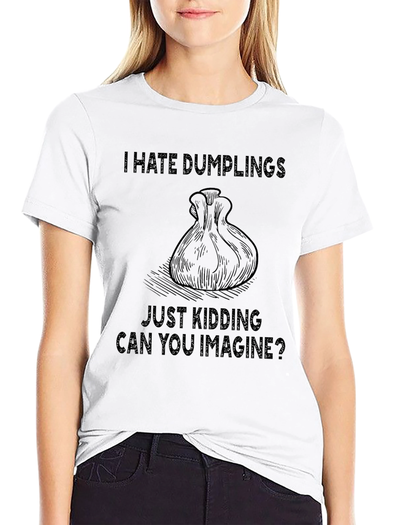 Black Funny I Hate Dumplings T-Shirt view 9
