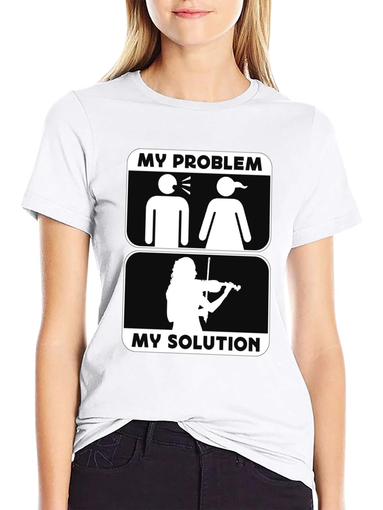 Black My Problem, My Solution T-Shirt, Violin Lover view 9
