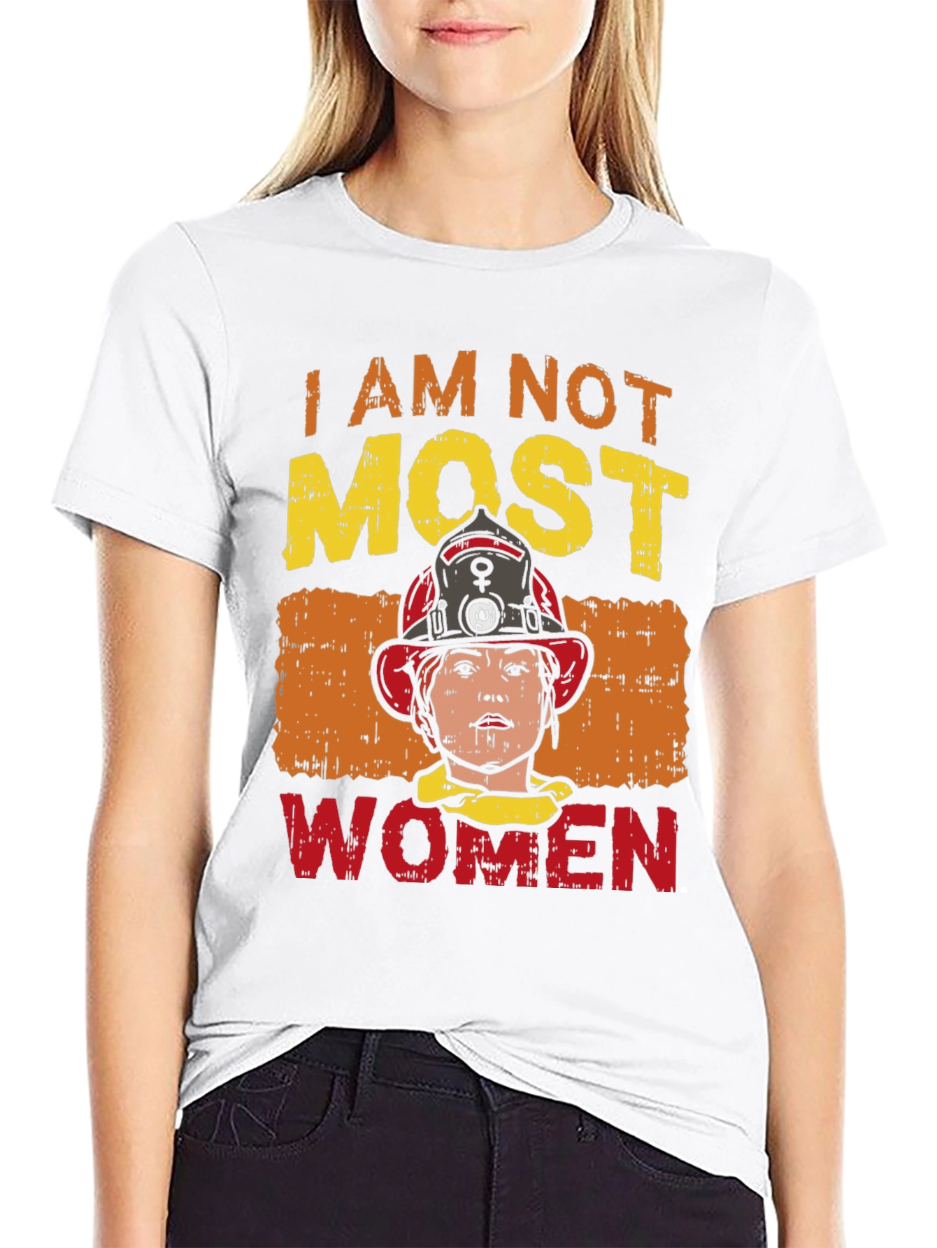 Black I Am Not Most Women Firefighter Graphic T-Shirt view 9