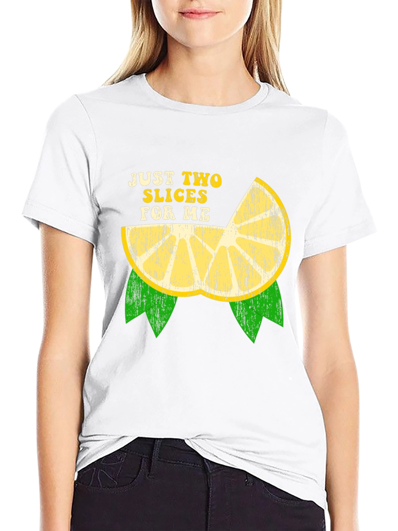 Black Just Two Slices For Me Funny Lemon Graphic T-Shirt view 9