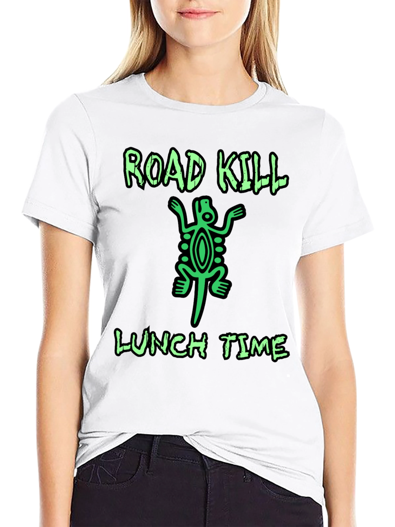 Black Road Kill Lunch Time Graphic T-Shirt view 9