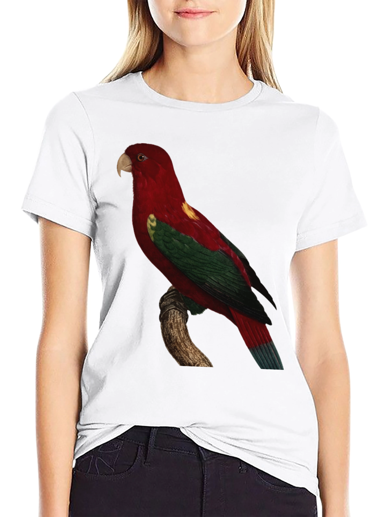 Black Parrot Print Crewneck T-Shirt view 9