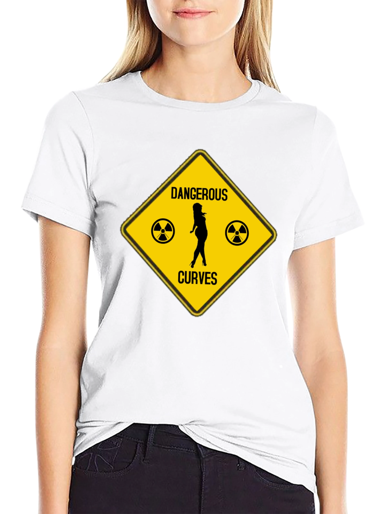 Black Dangerous Curves Graphic T-Shirt - Humor Novelty Tee view 9