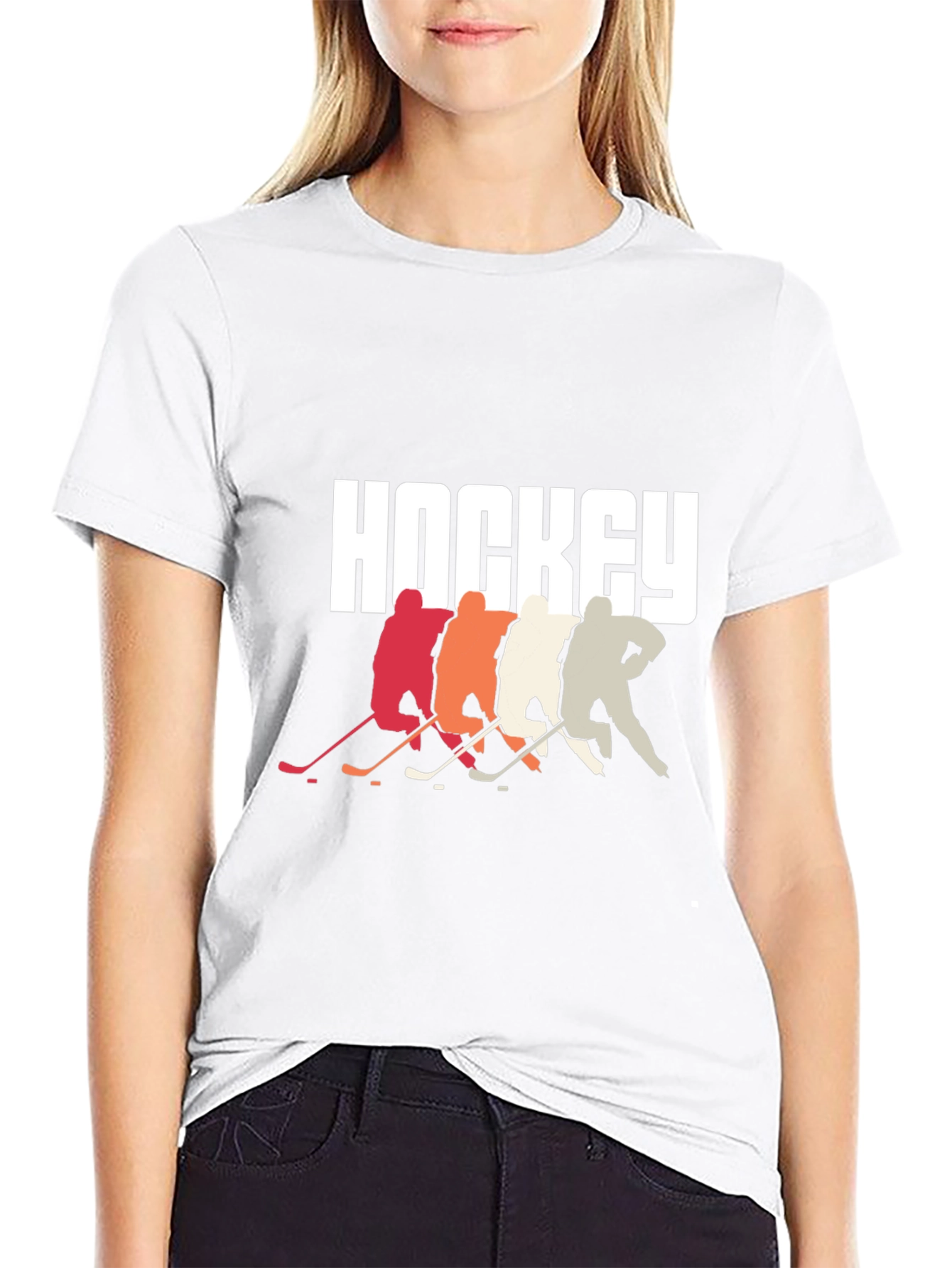 Black Hockey Players Graphic Tee - Retro Style, Cool Design view 9