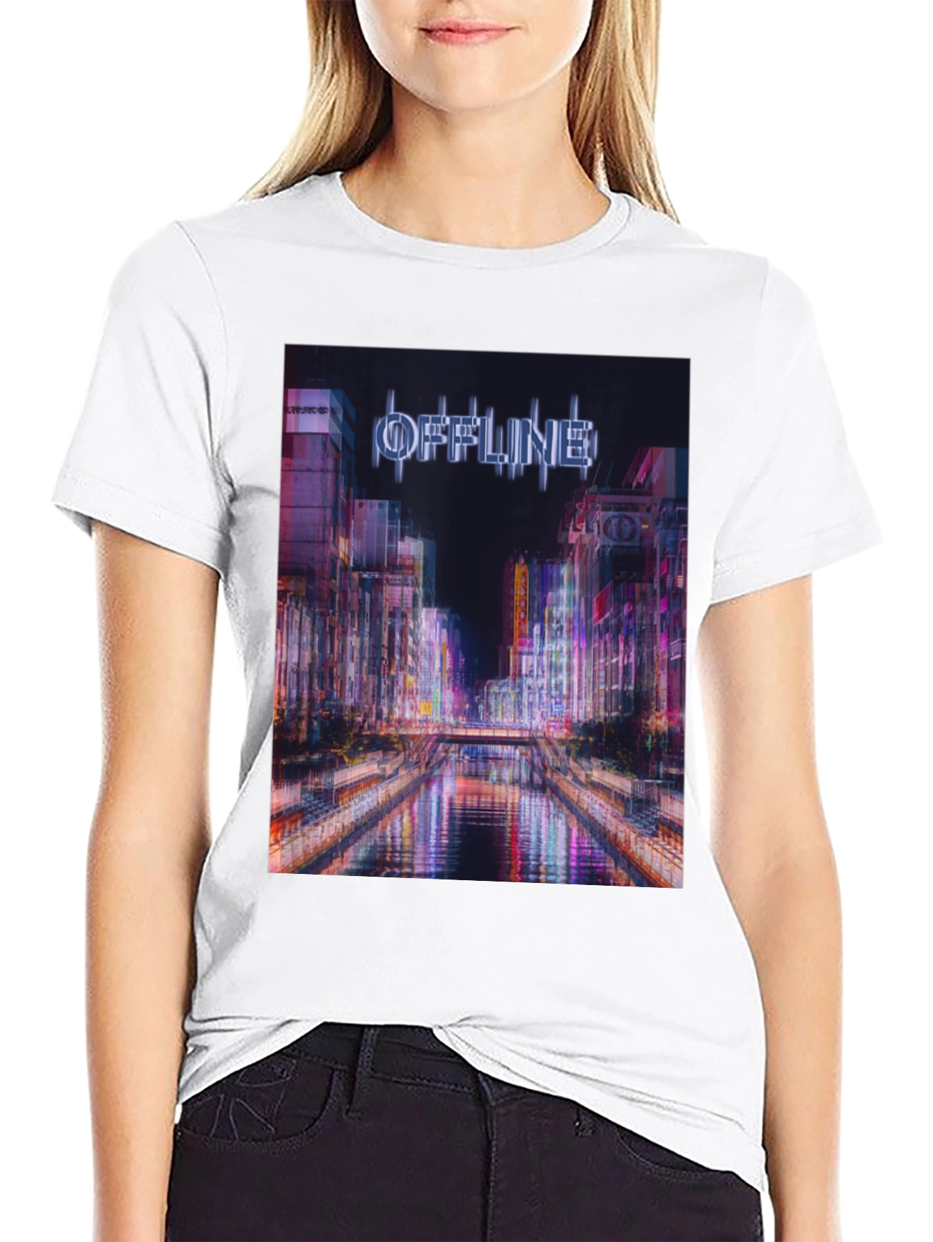 Black Offline Cityscape Graphic T-Shirt view 9