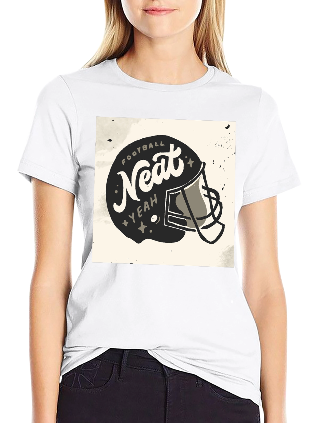 Black Football Neat Yeah Graphic T-Shirt - Sport Casual Tee view 9