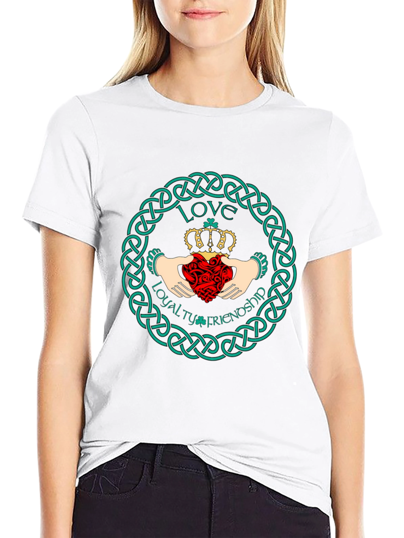 Black Claddagh Symbol T-Shirt - Irish Love Loyalty Friendship Design view 9