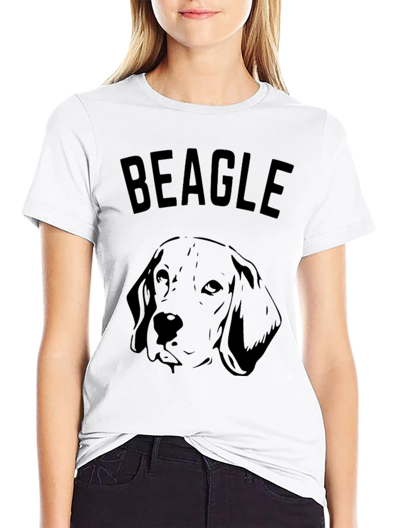 Black Beagle Dog Graphic Print Men's T-Shirt view 9