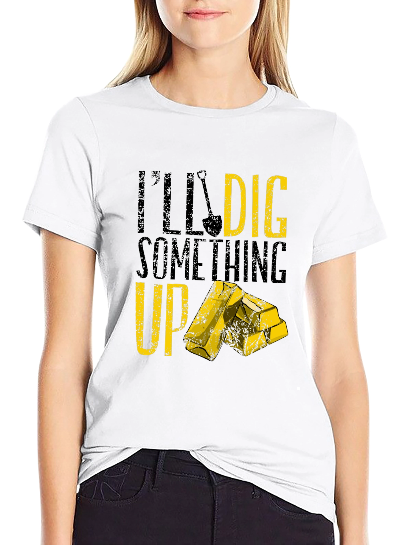 Black I'll Dig Something Up T-Shirt - Funny Gold Miner Tee view 9