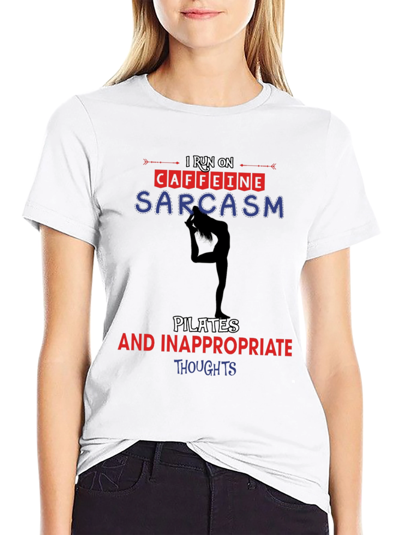 Black I Run On Caffeine Sarcasm Pilates T-Shirt view 9