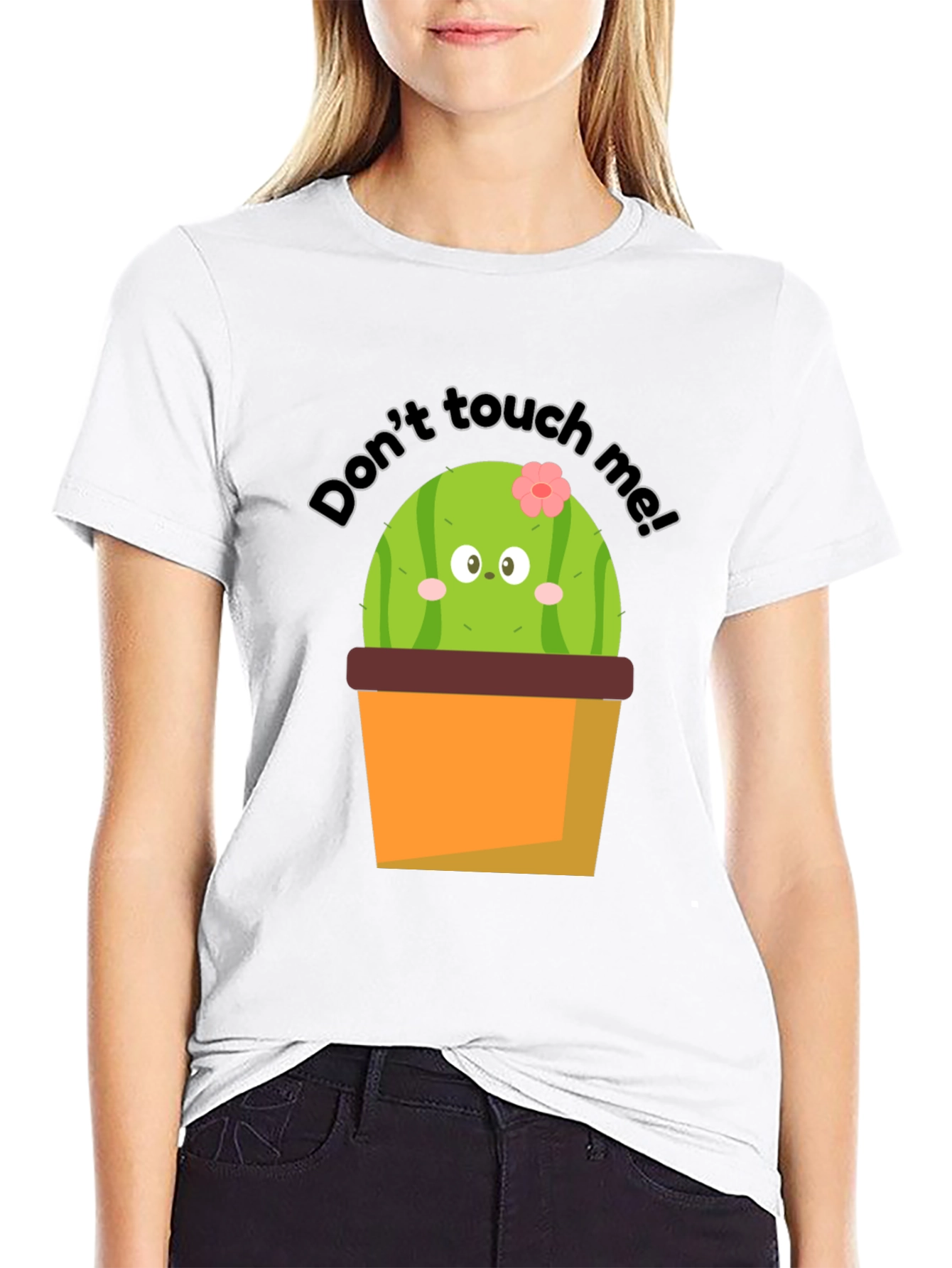Black Cute Cactus Graphic Tee - Don't Touch Me! view 9