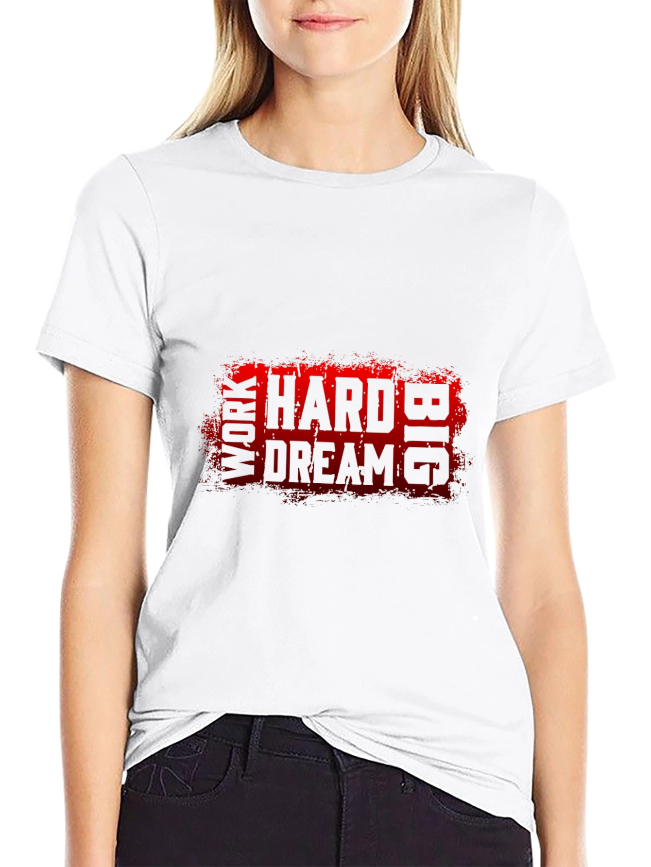Black Work Hard Dream Big Graphic Black T-Shirt view 9