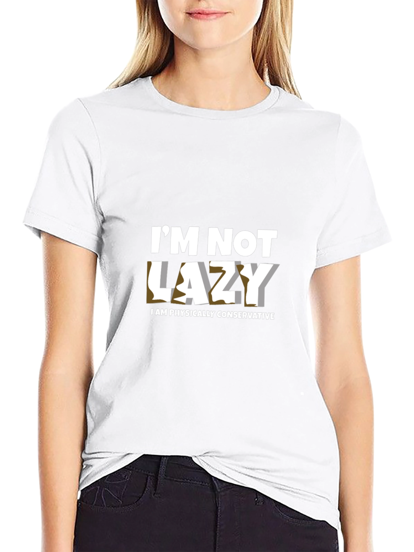 Black Funny "I'm Not Lazy" Graphic T-Shirt view 9